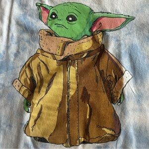 STAR WARS The Mandalorian Grogu Big Coat Portrait T-Shirt Graphic Tee Medium
